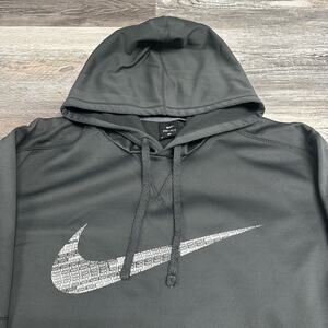 Nike Dark Gray Mens XL Dri-Fit Chest Brand Logo Swoosh Sporty Club Fleece Hoodie